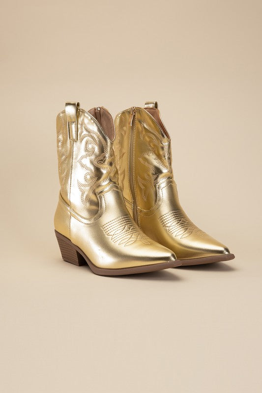 Callie - Metallic Western Booties