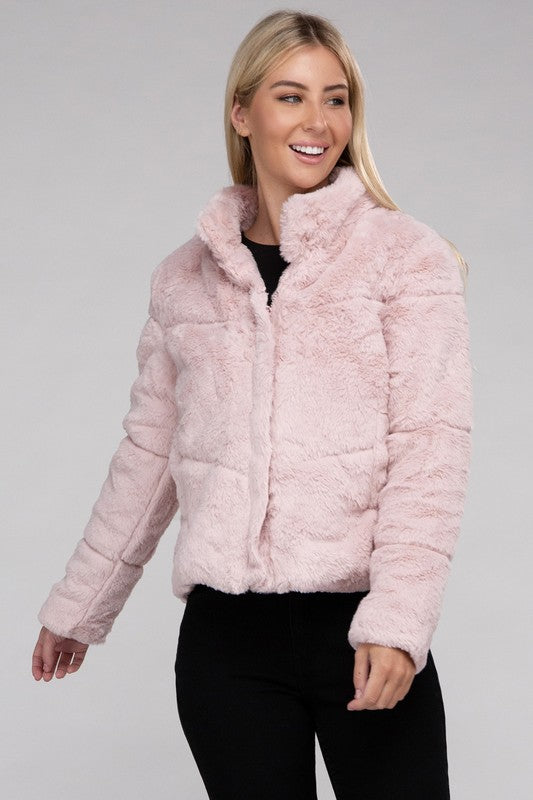 Claire - Fluffy Zip-Up Sweater Jacket