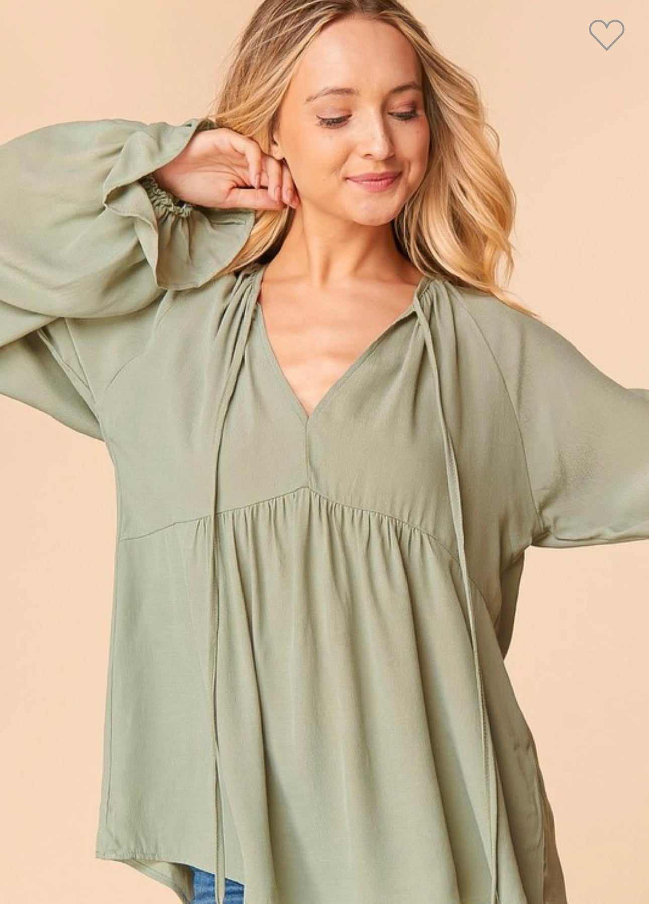 Meredith - Sage Long Sleeve Tunic Top