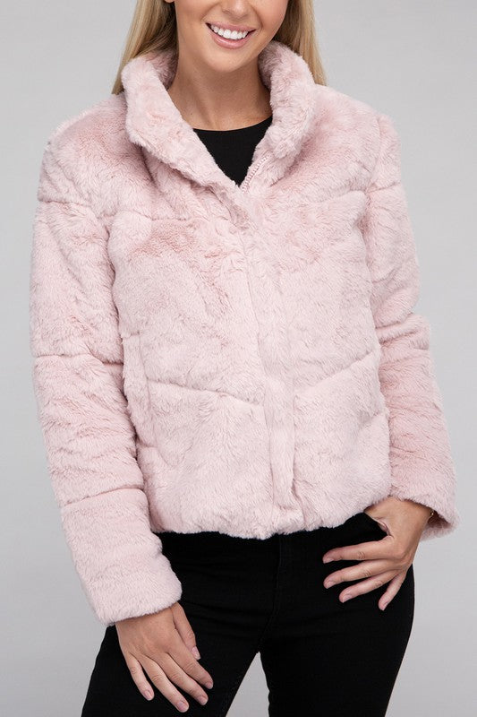 Claire - Fluffy Zip-Up Sweater Jacket