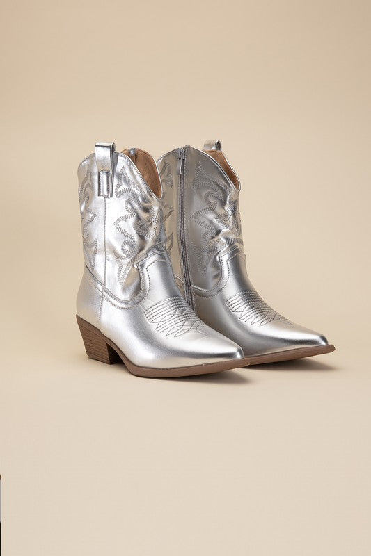 Callie - Metallic Western Booties