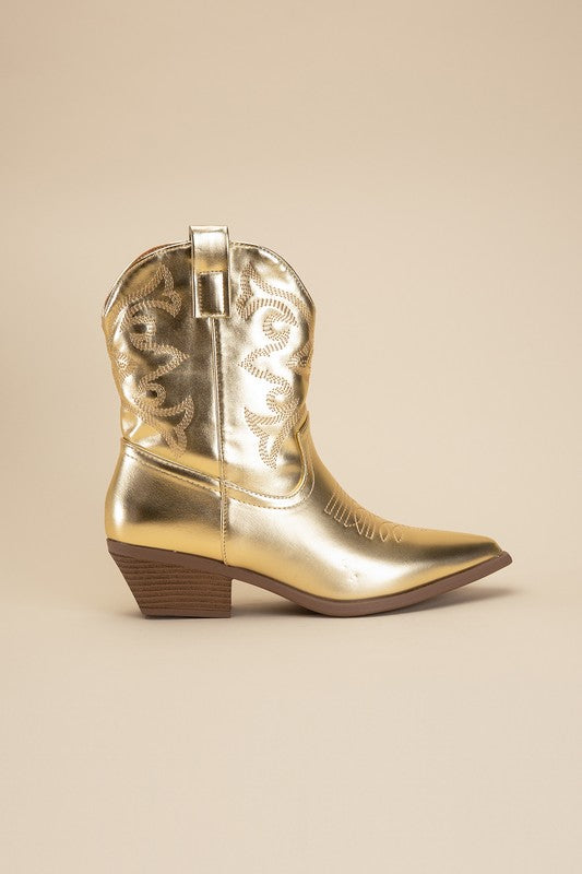 Callie - Metallic Western Booties