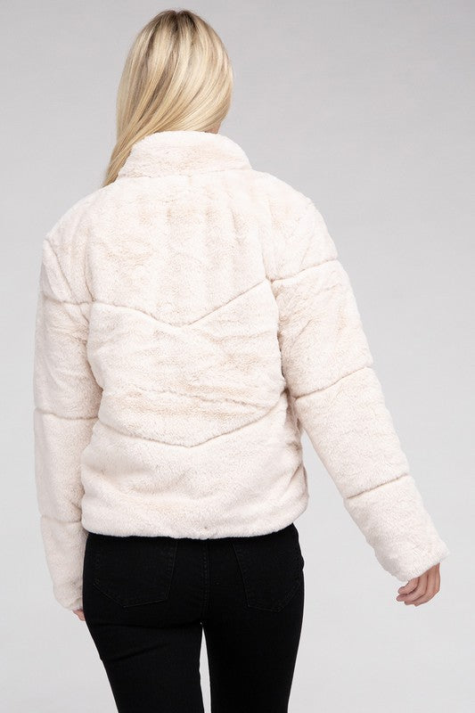 Claire - Fluffy Zip-Up Sweater Jacket