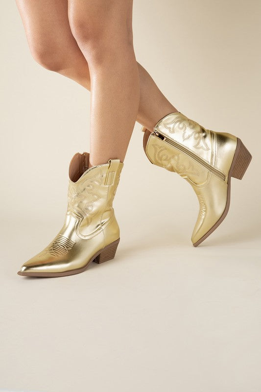 Callie - Metallic Western Booties