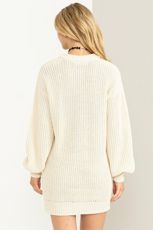 Amelia - Cable-Knit Ribbed Mini Sweater Dress