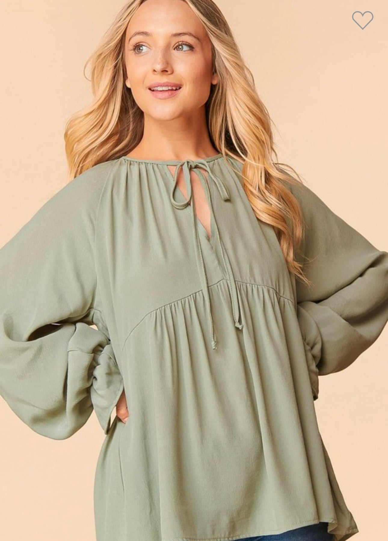 Meredith - Sage Long Sleeve Tunic Top