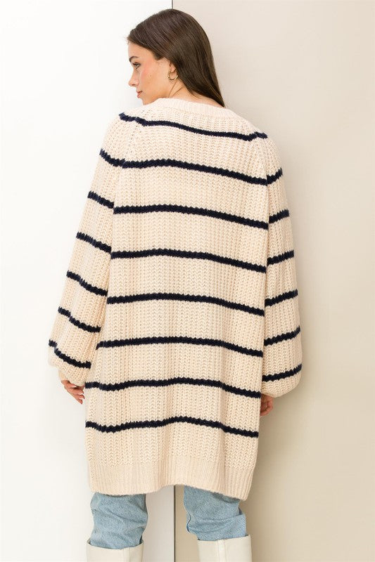 Susie - Oversized Striped Sweater Cardigan