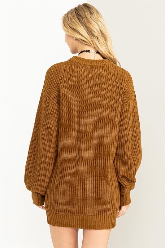 Amelia - Cable-Knit Ribbed Mini Sweater Dress