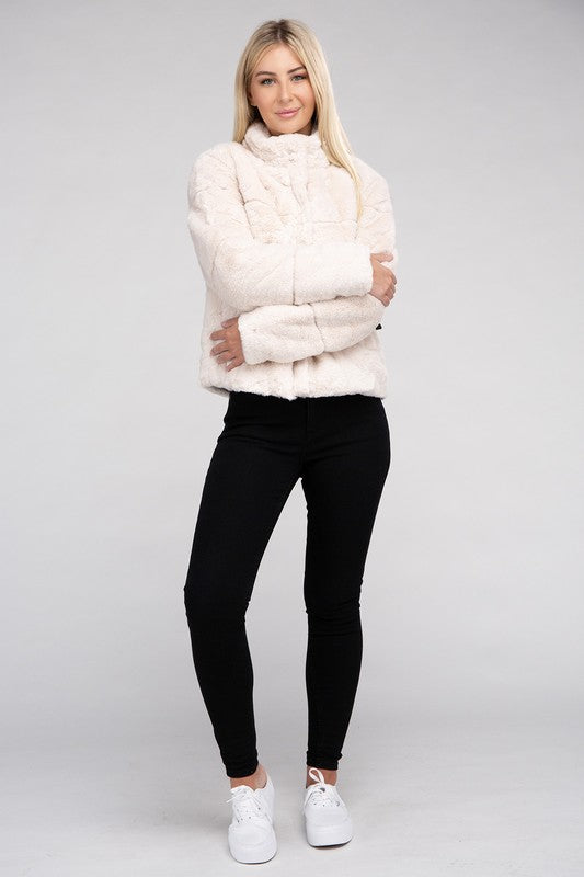 Claire - Fluffy Zip-Up Sweater Jacket