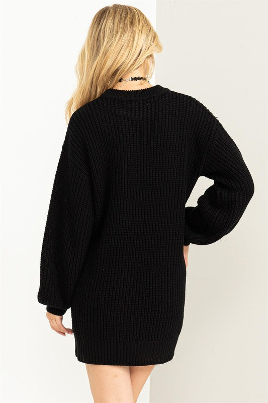 Amelia - Cable-Knit Ribbed Mini Sweater Dress