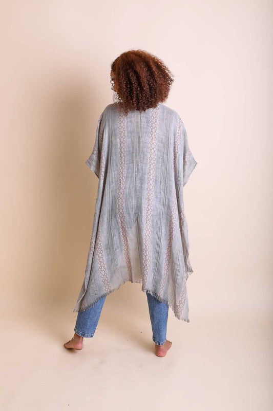 Raven - Woven Long Line Tribal Kimono