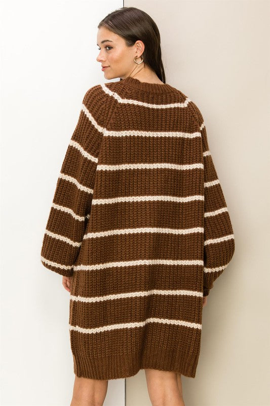 Susie - Oversized Striped Sweater Cardigan