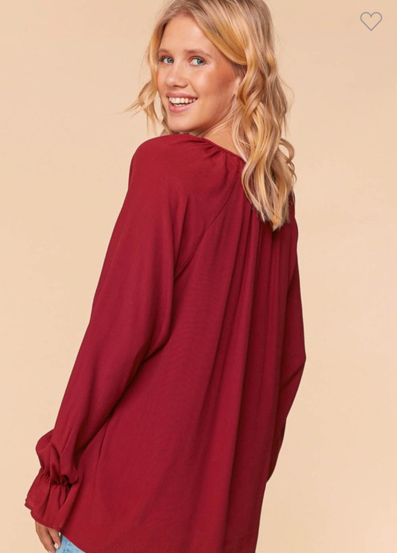 Meredith - Red Long Sleeve Tunic Top