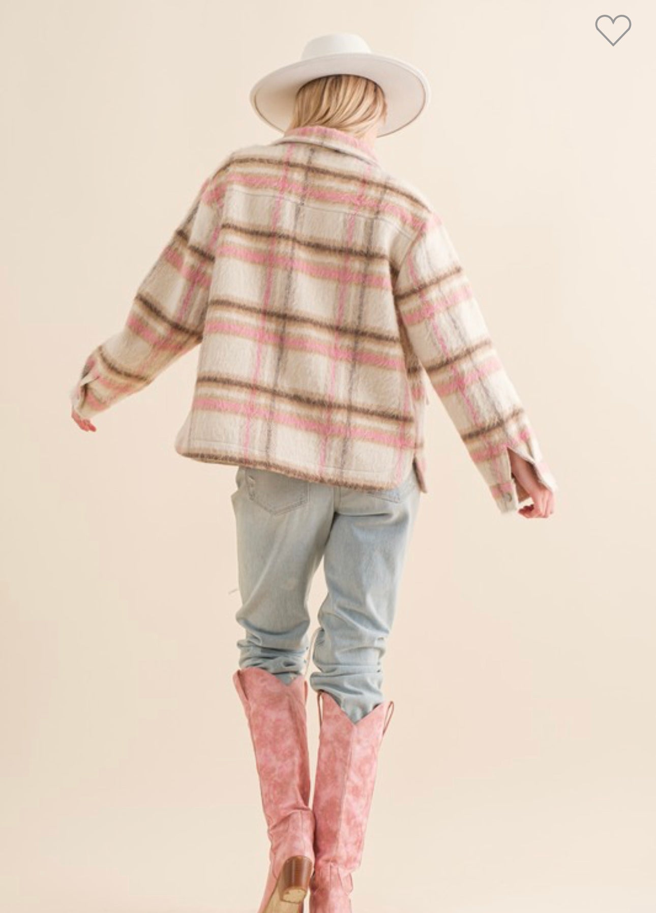 Reagan - Fur Pink/Taupe Plaid Shacket