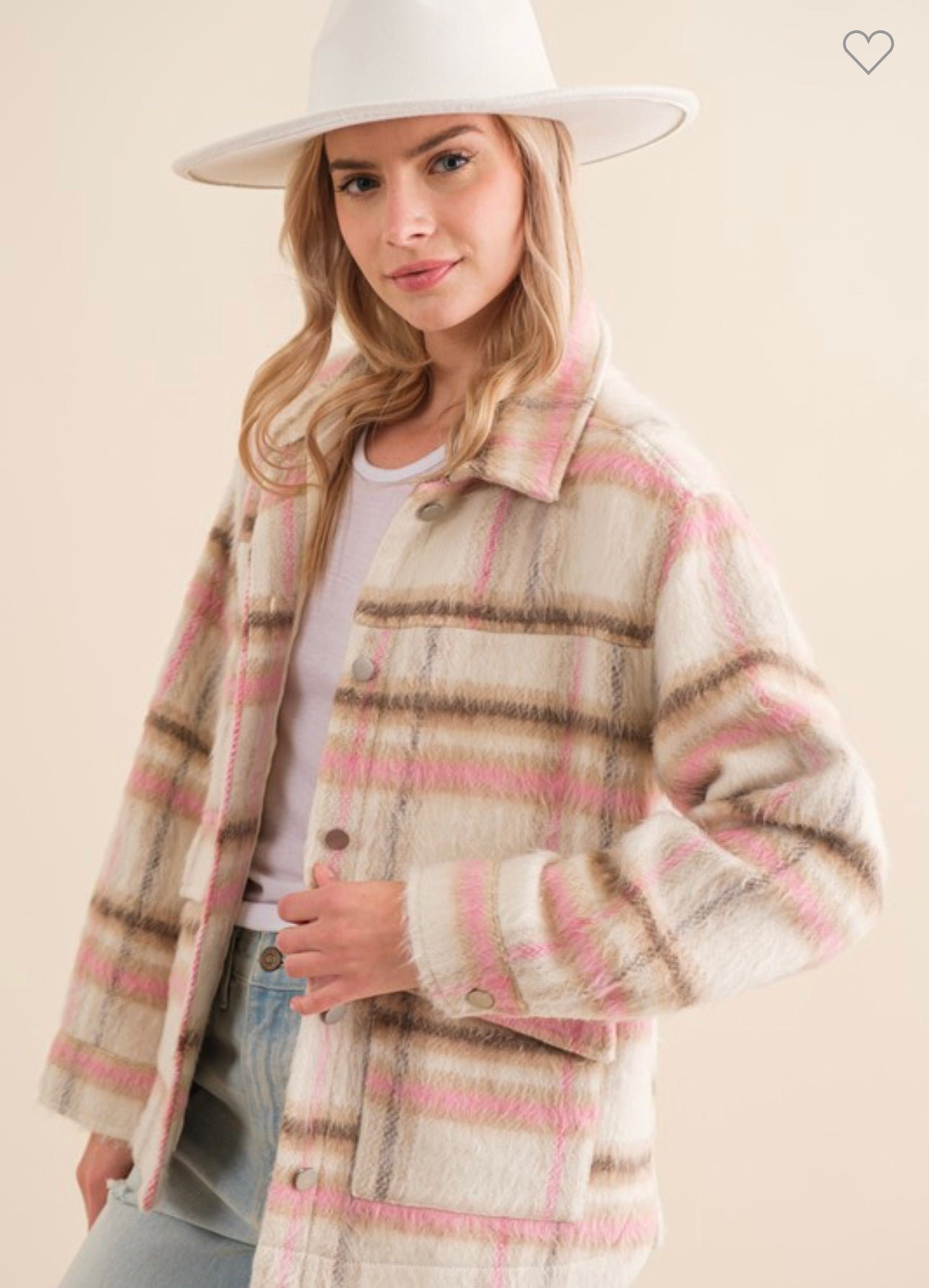 Reagan - Fur Pink/Taupe Plaid Shacket