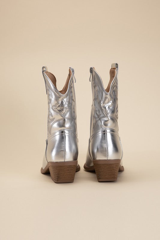 Callie - Metallic Western Booties