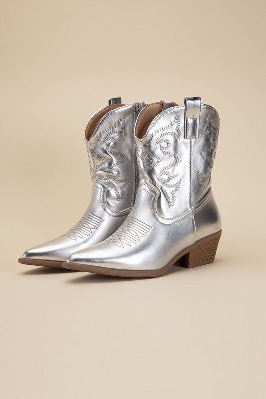 Callie - Metallic Western Booties