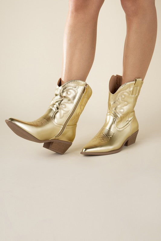 Callie - Metallic Western Booties