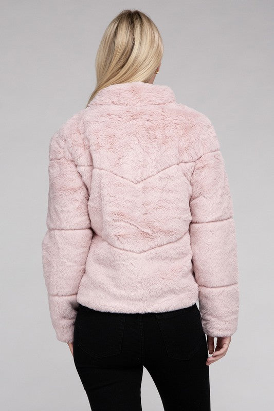 Claire - Fluffy Zip-Up Sweater Jacket