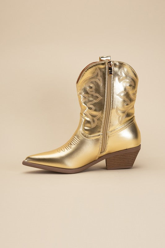 Callie - Metallic Western Booties