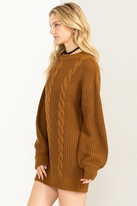 Amelia - Cable-Knit Ribbed Mini Sweater Dress