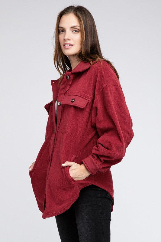 Charlie - Fleece Buttoned Down Oversized Jacket