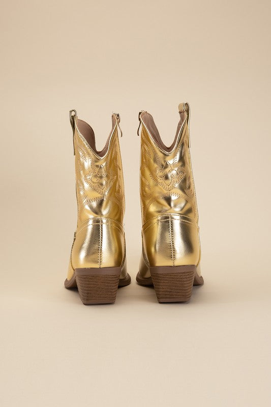 Callie - Metallic Western Booties