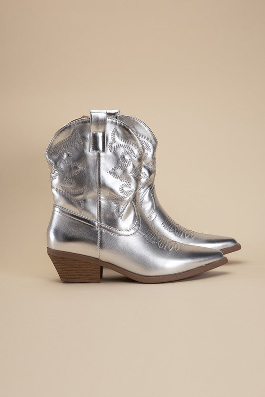 Callie - Metallic Western Booties