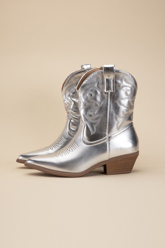 Callie - Metallic Western Booties