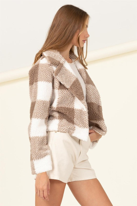 Lucy - Plaid Pattern Fur Jacket