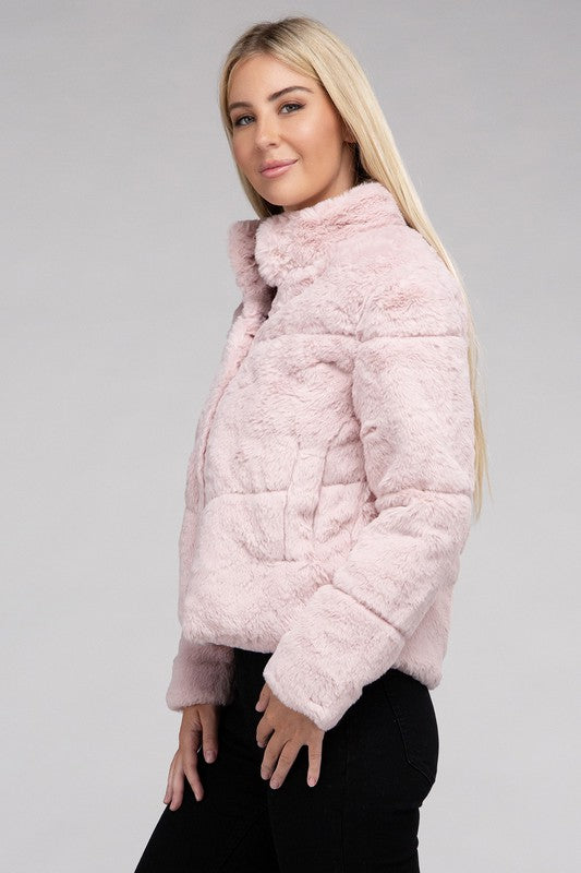 Claire - Fluffy Zip-Up Sweater Jacket