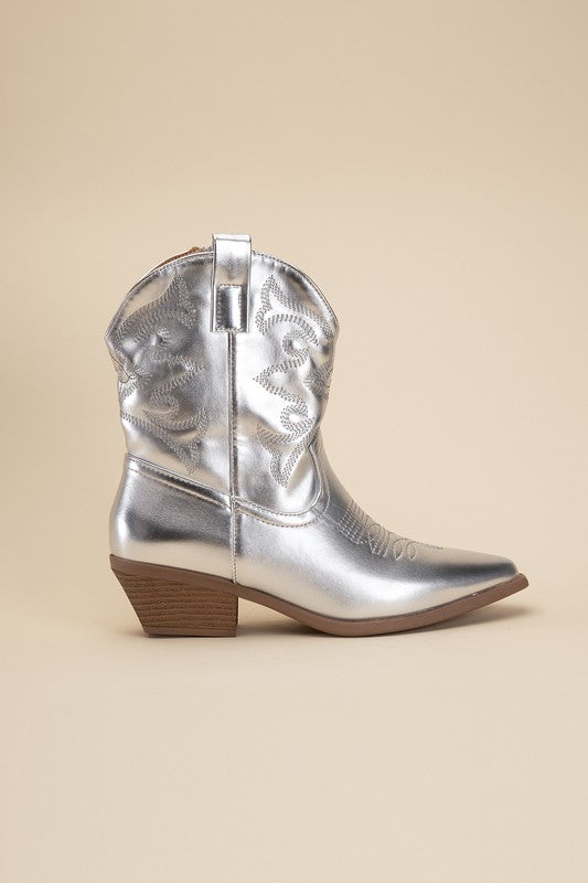 Callie - Metallic Western Booties