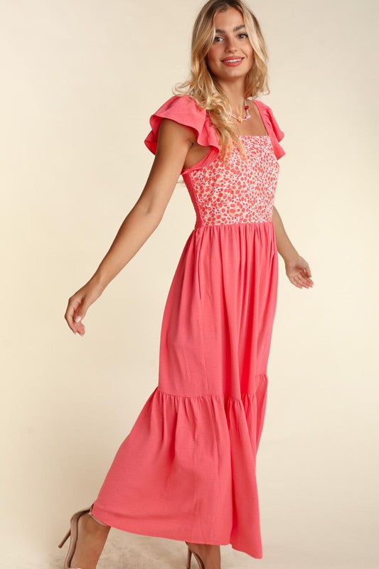 Nadine - Embroidery Dot Woven Maxi Dress with Pockets