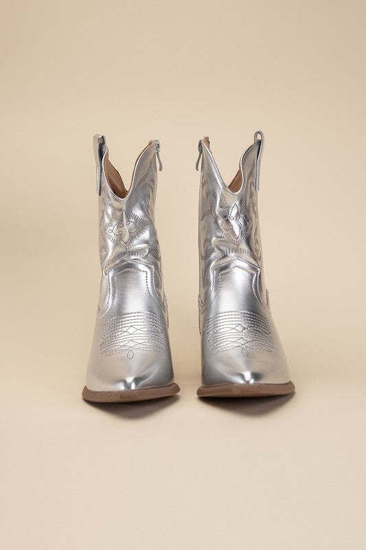 Callie - Metallic Western Booties