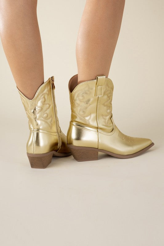 Callie - Metallic Western Booties