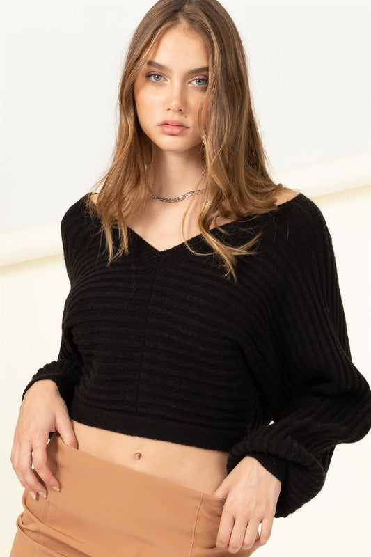 Hope - Tie-Back Cropped Sweater Top