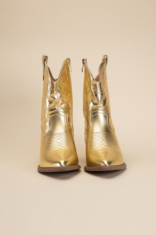 Callie - Metallic Western Booties