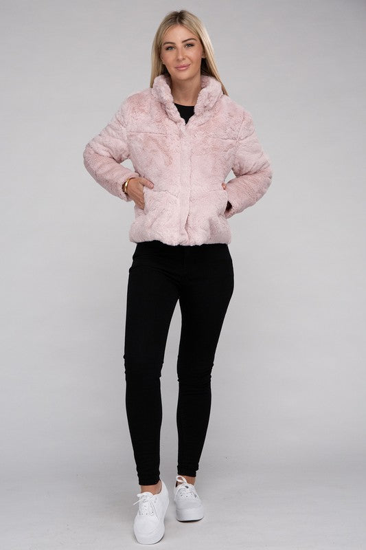 Claire - Fluffy Zip-Up Sweater Jacket