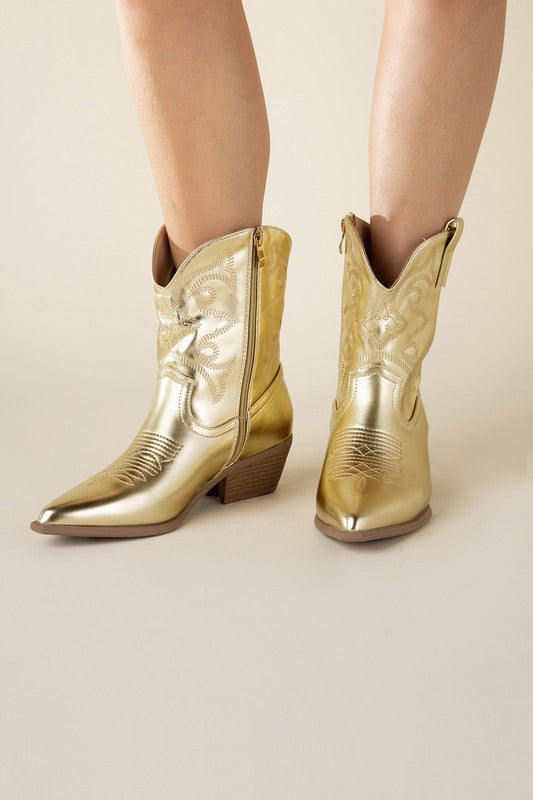 Callie - Metallic Western Booties