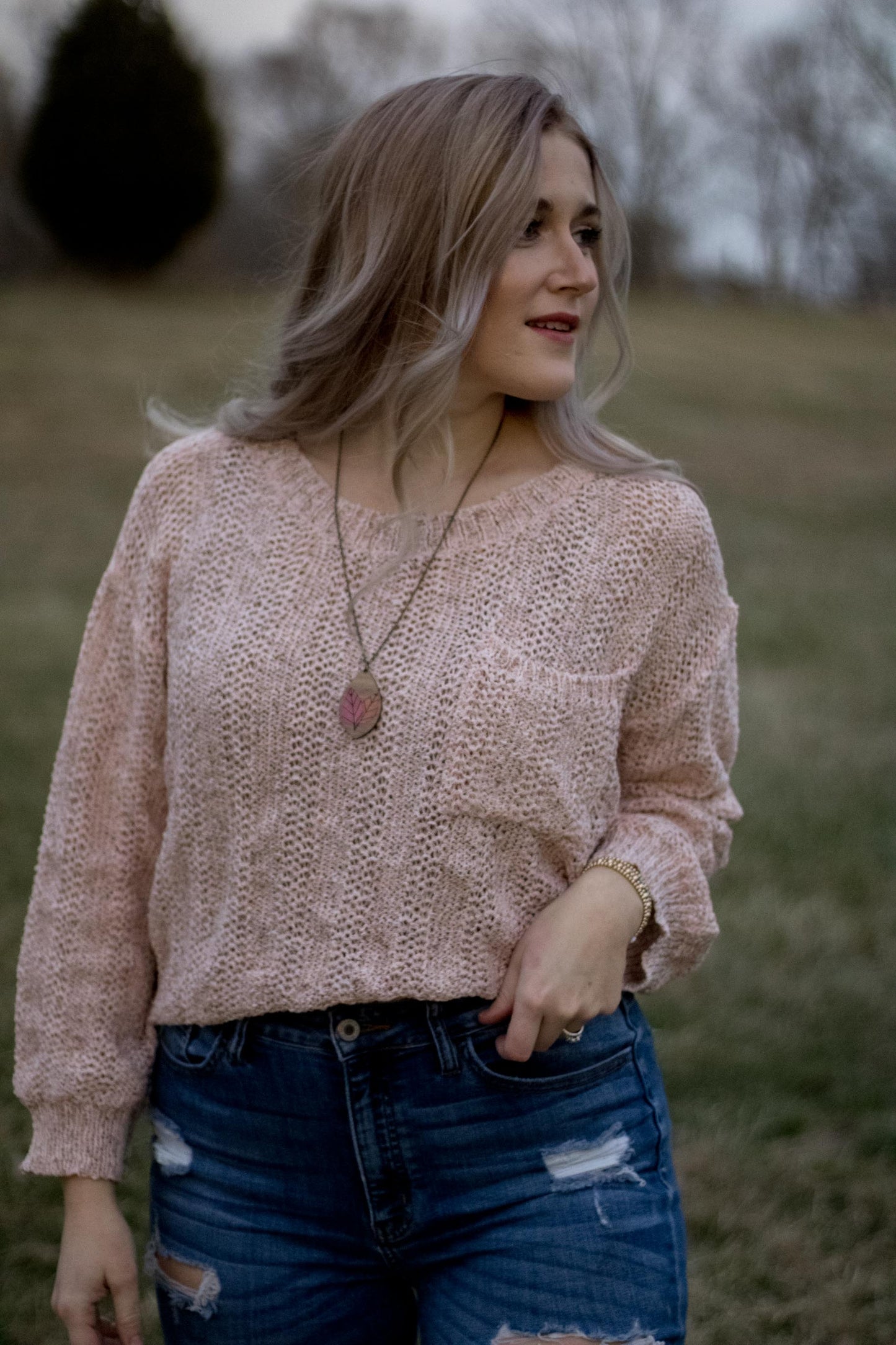 Janie - Blush Confetti Knit Sweater