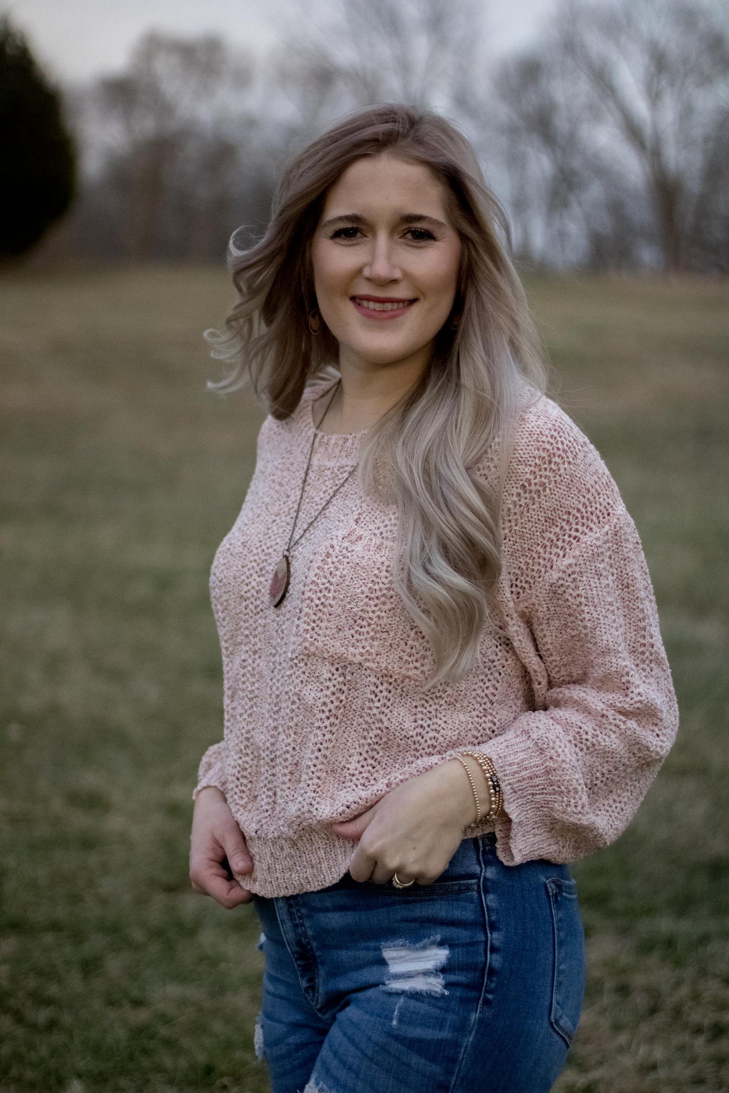 Janie - Blush Confetti Knit Sweater