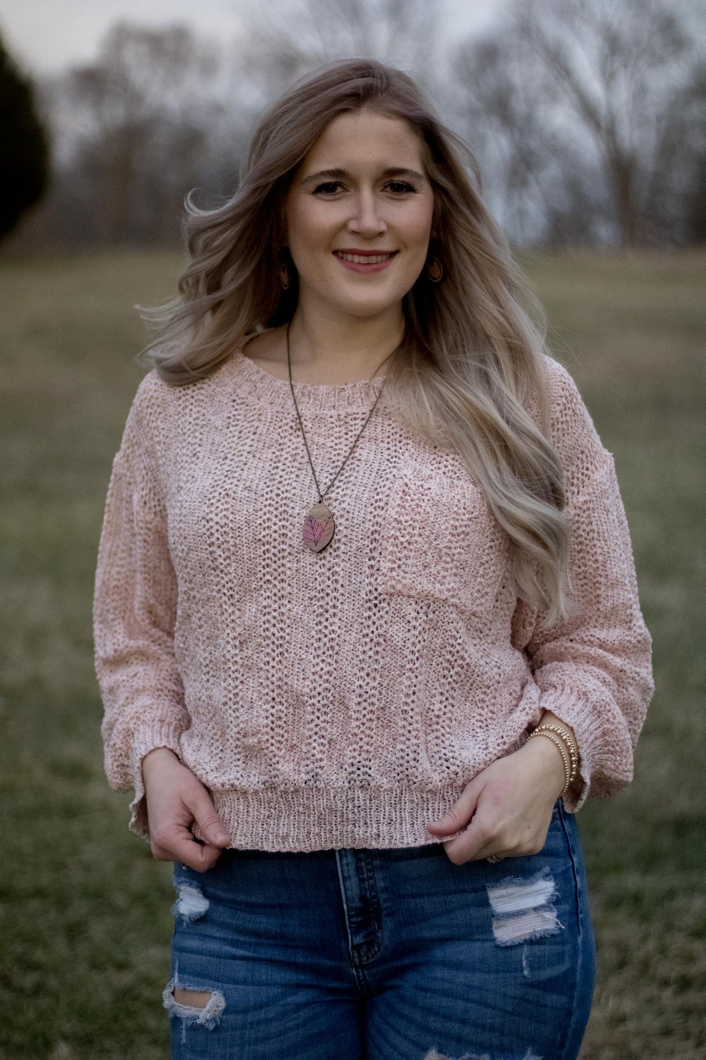 Janie - Blush Confetti Knit Sweater