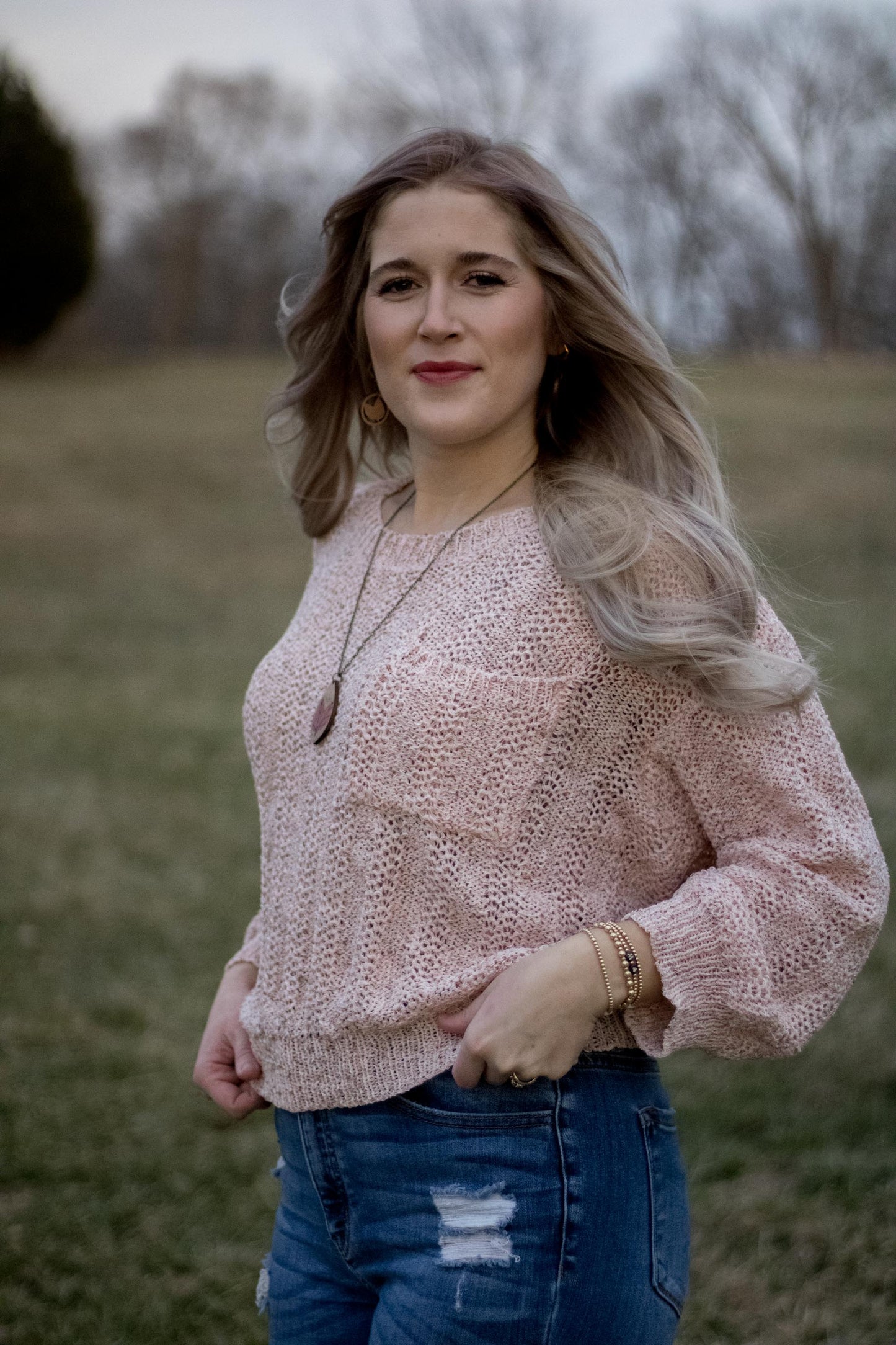 Janie - Blush Confetti Knit Sweater