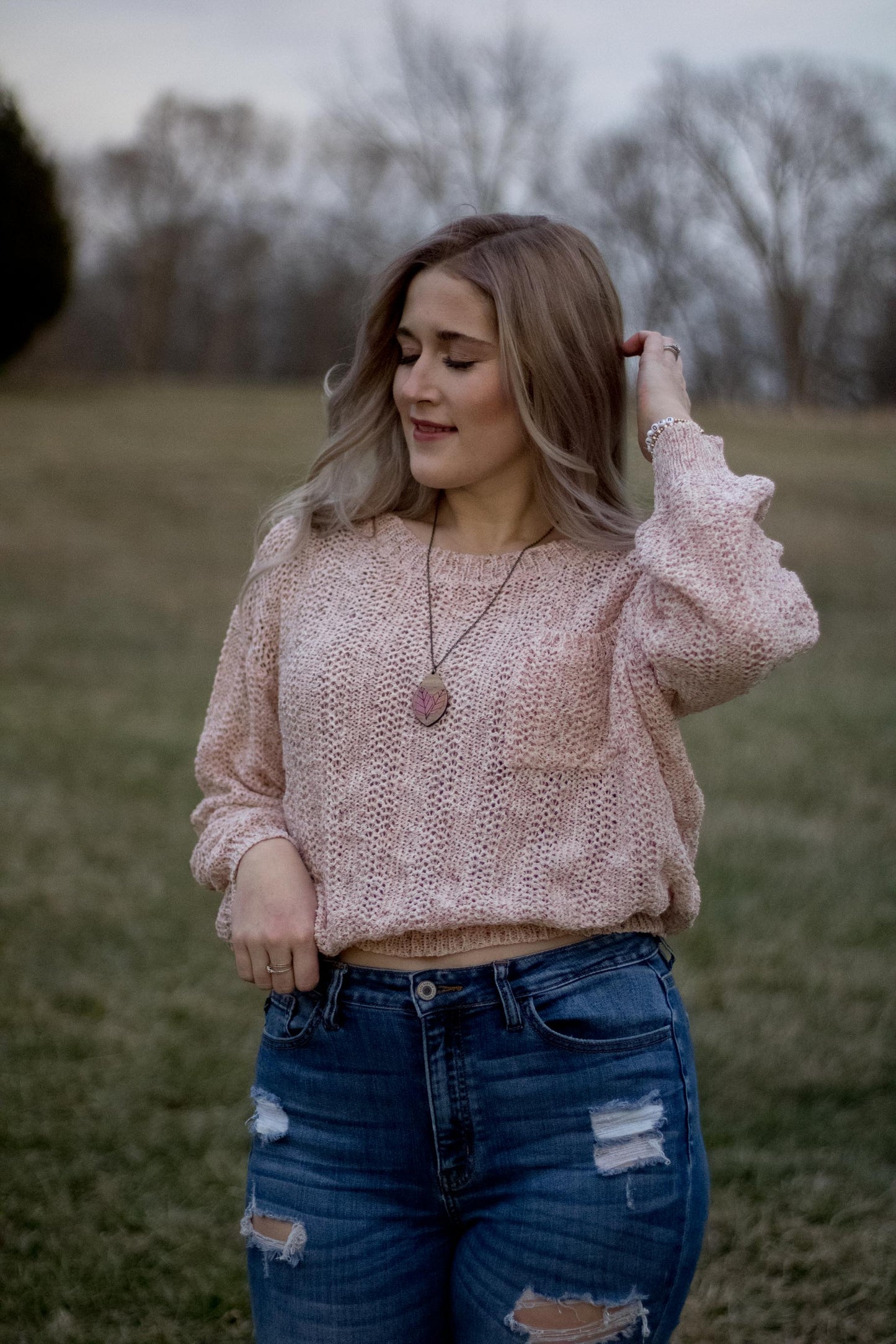 Janie - Blush Confetti Knit Sweater