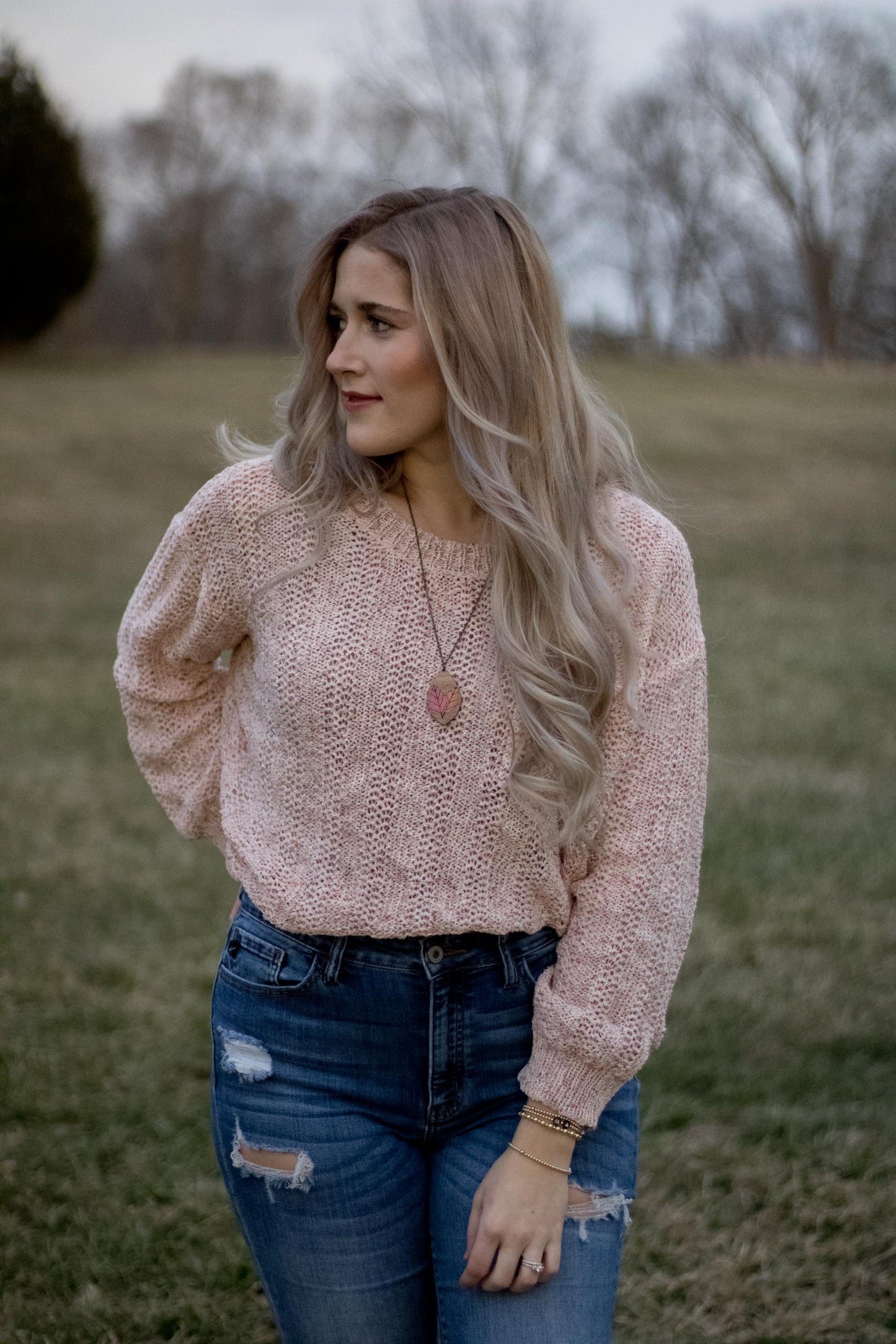 Janie - Blush Confetti Knit Sweater