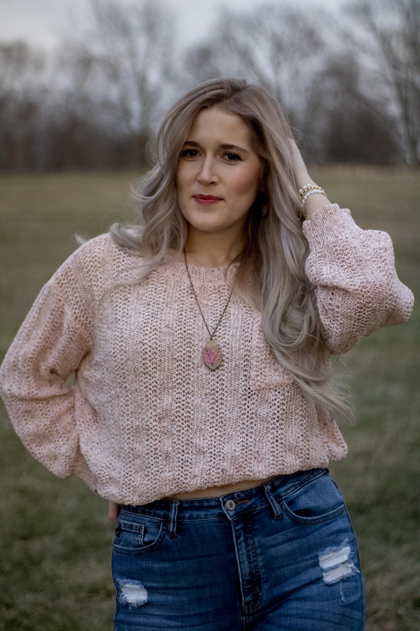 Janie - Blush Confetti Knit Sweater