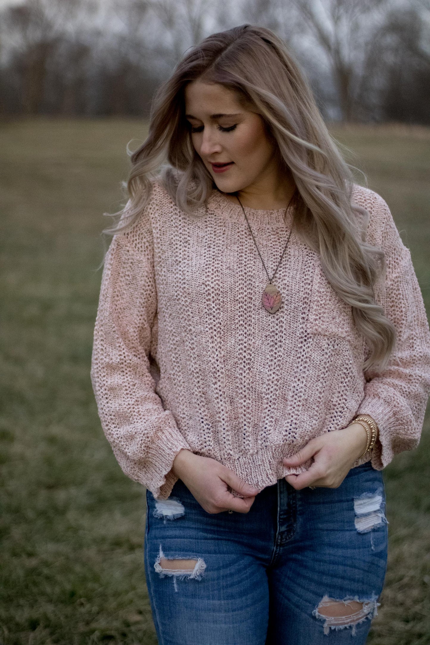 Janie - Blush Confetti Knit Sweater