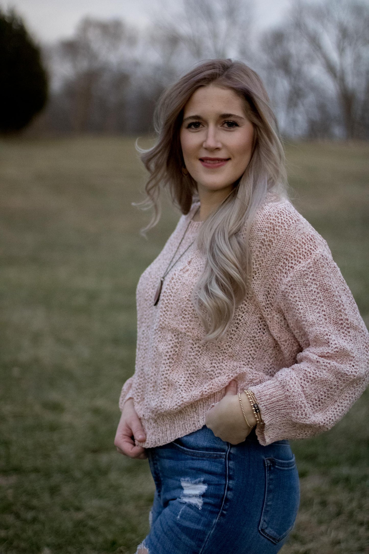 Janie - Blush Confetti Knit Sweater