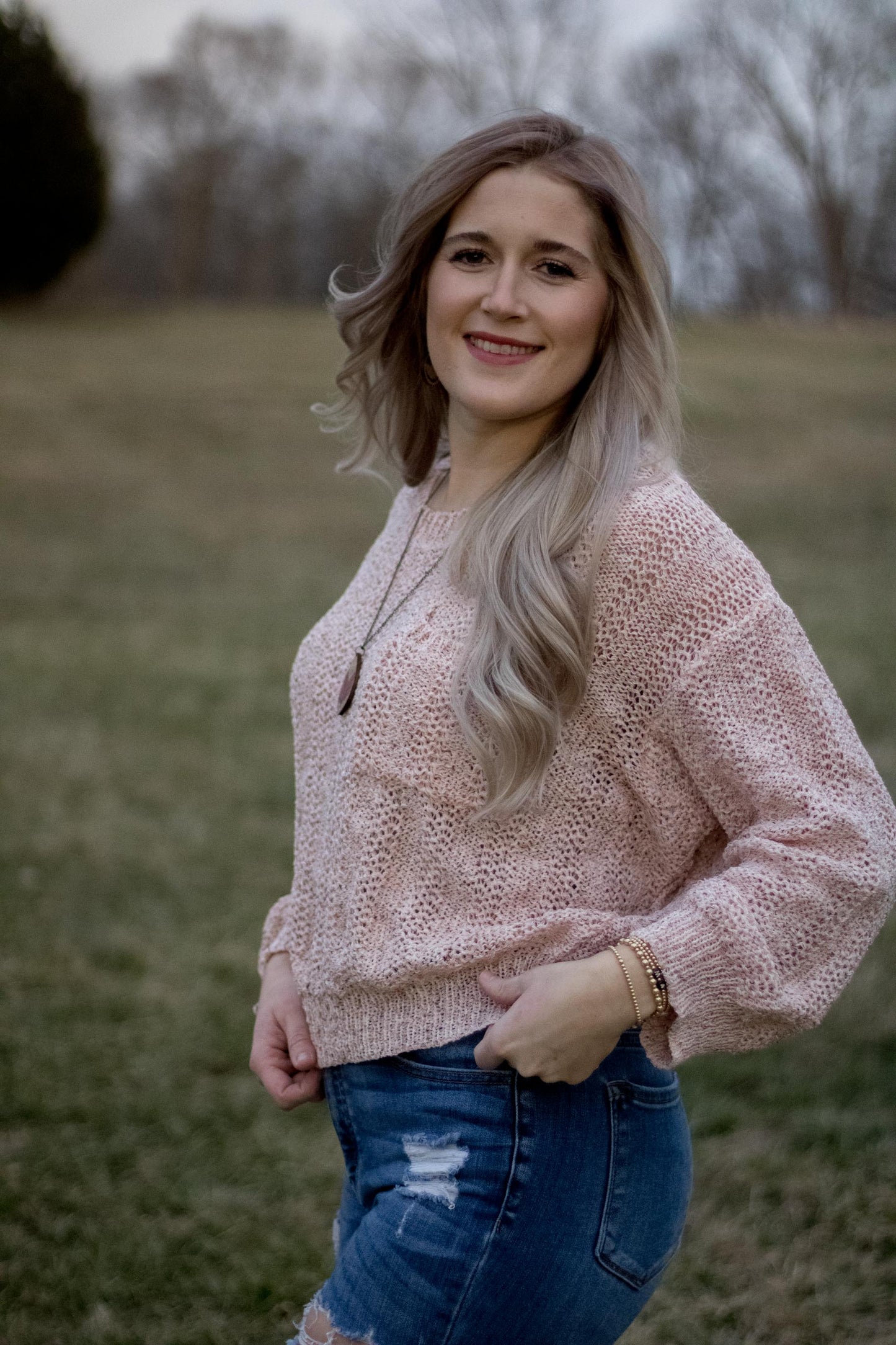 Janie - Blush Confetti Knit Sweater