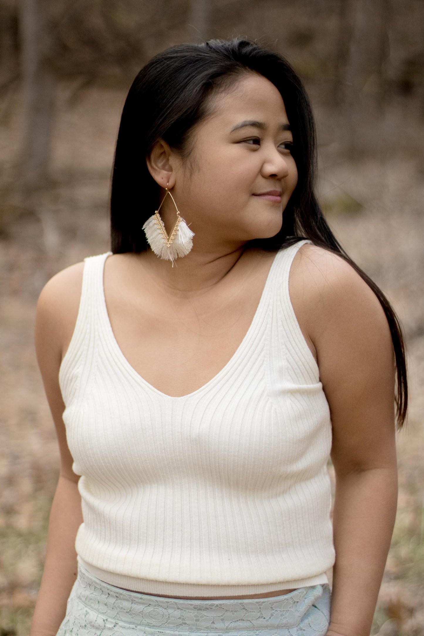 Naomi - Ivory Ribbed Cropped Tank